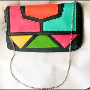 Funky color geometric shapes purse in Black